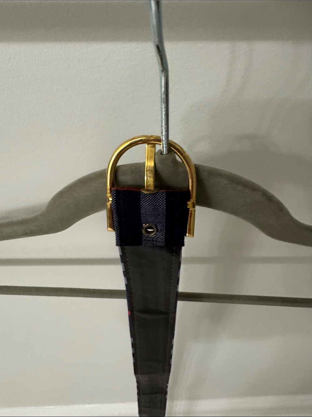 Burberry Navy Plaid Leather-Trim Key Strap with Gold Hardware - Picture 6 of 7